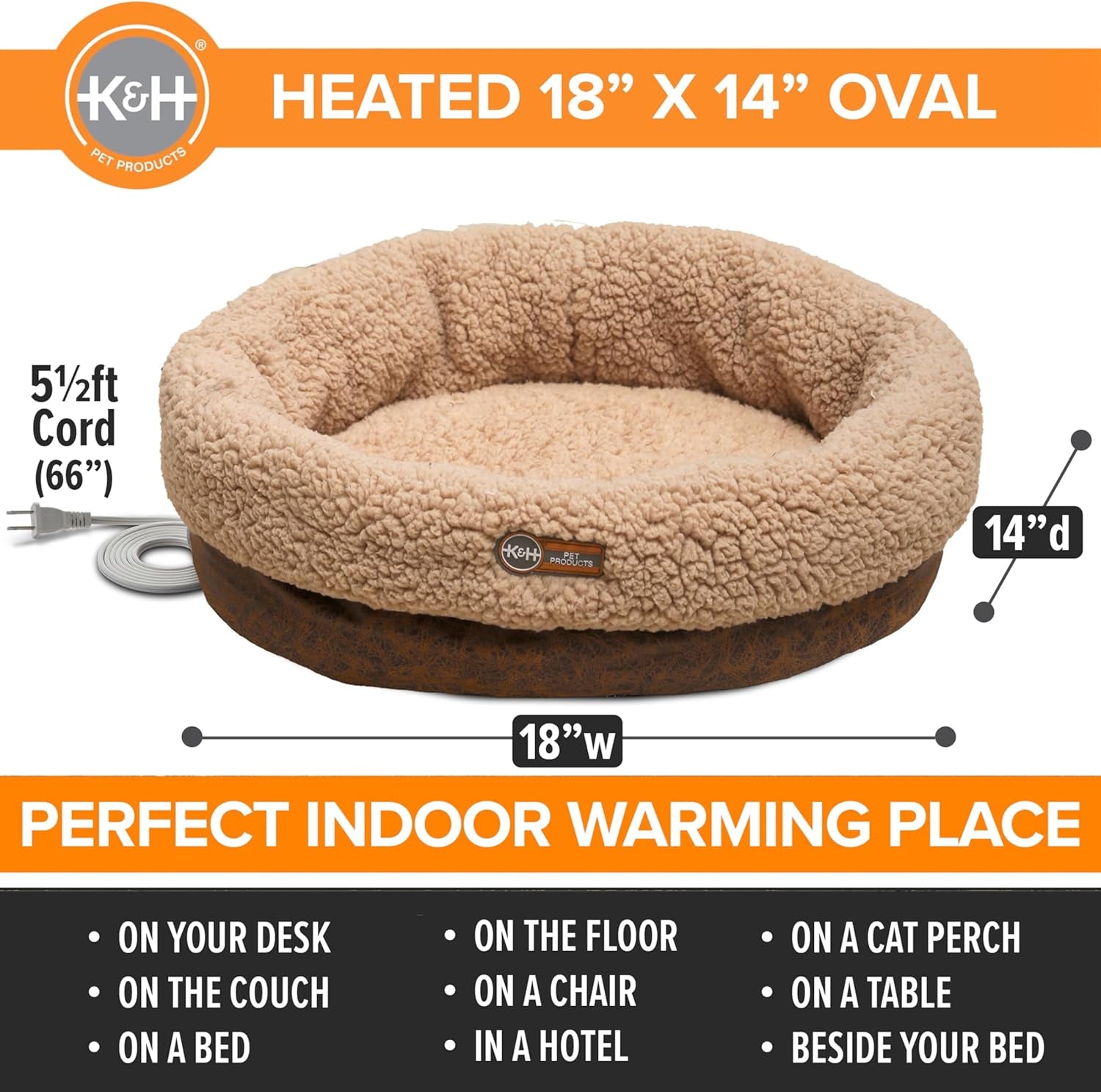 Heated Thermo-Snuggle Cup Bomber Indoor Heated Cat Bed, Heated Pet Bed for Indoo