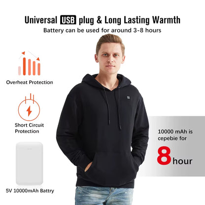 2024 Outdoor Electric USB Heating Sweaters Hoodies Men Winter Warm Heated Clothes Charging Heat Jacket Sportswear