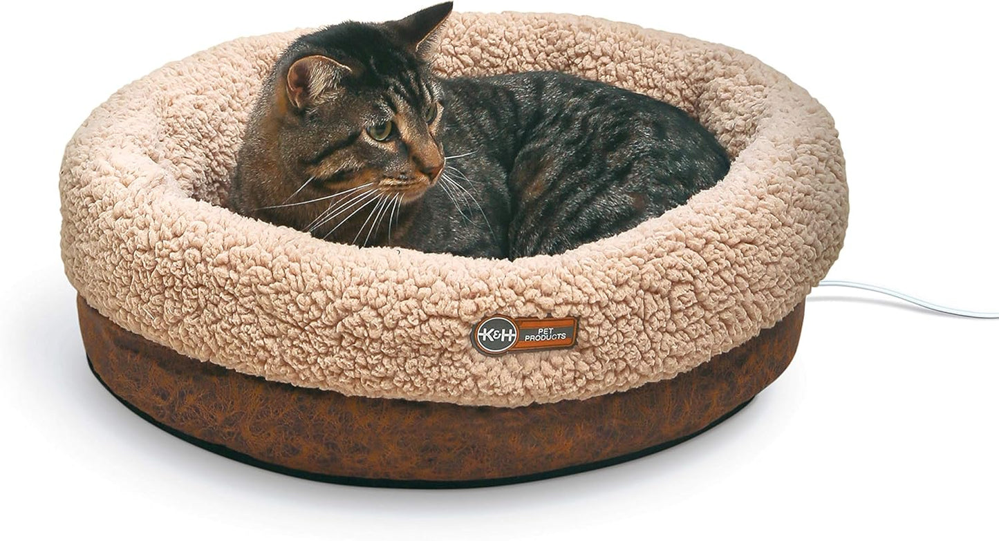 Heated Thermo-Snuggle Cup Bomber Indoor Heated Cat Bed, Heated Pet Bed for Indoo