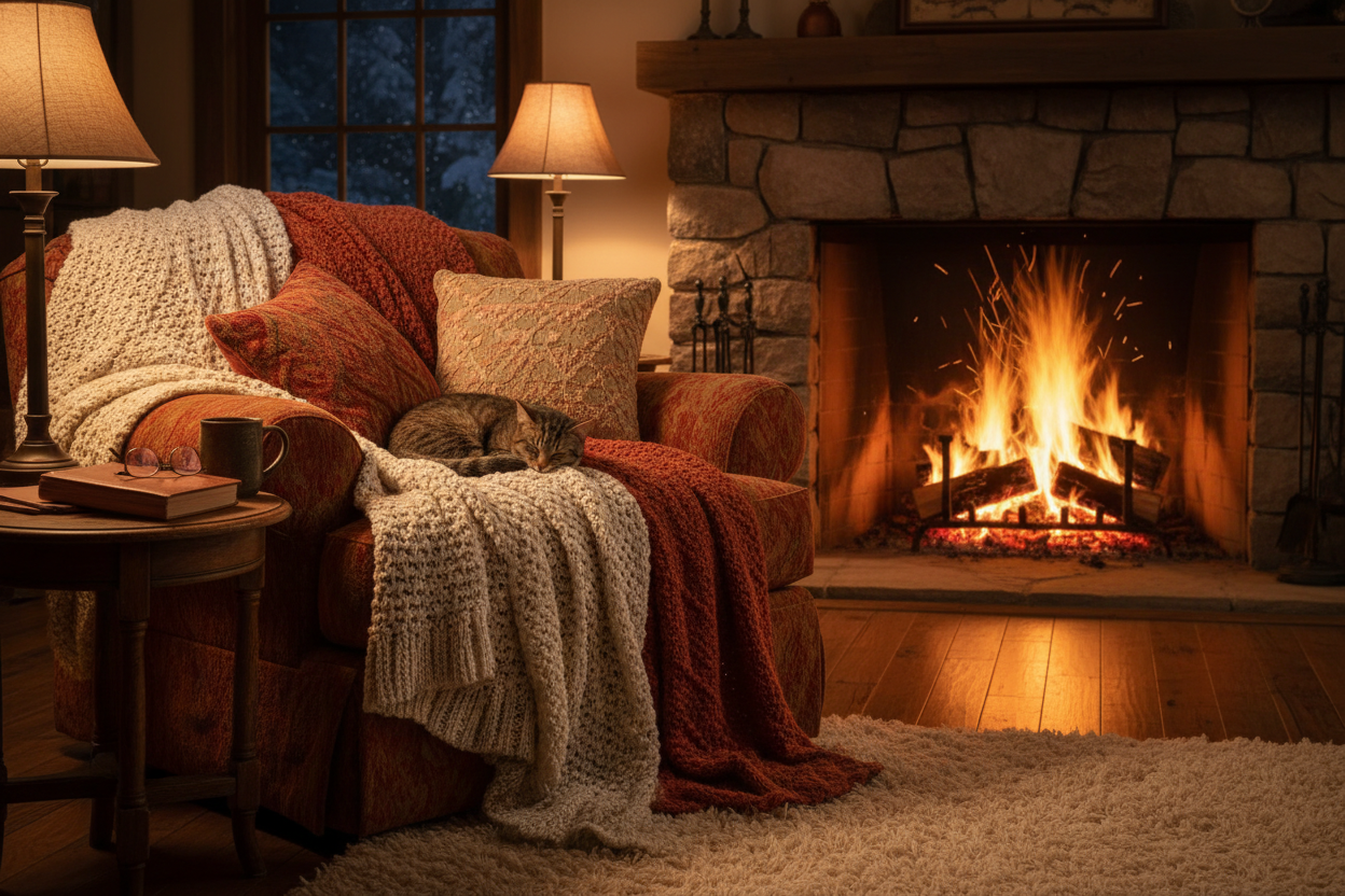 cozy by a fire