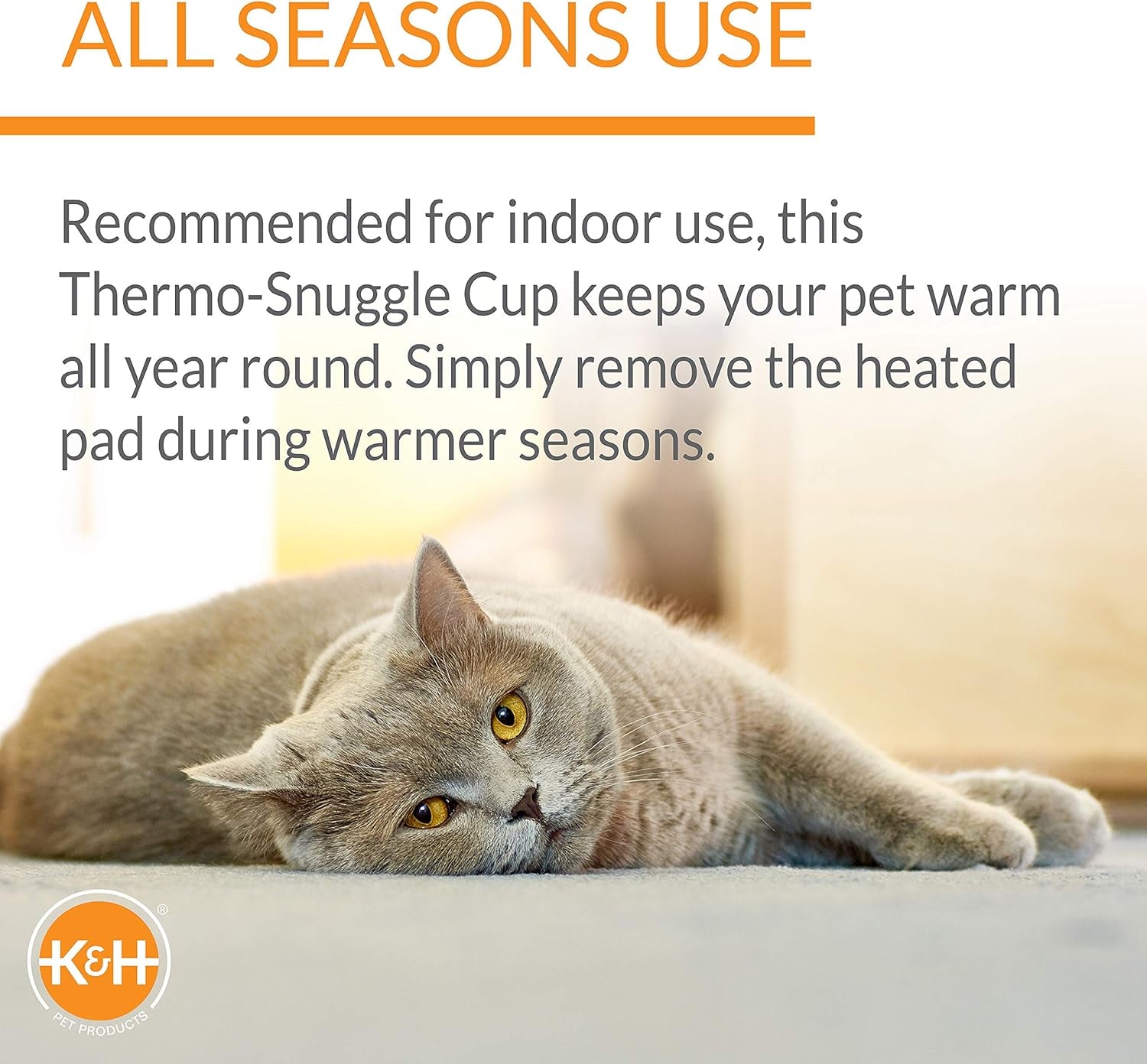 Heated Thermo-Snuggle Cup Bomber Indoor Heated Cat Bed, Heated Pet Bed for Indoo