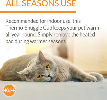 Heated Thermo-Snuggle Cup Bomber Indoor Heated Cat Bed, Heated Pet Bed for Indoo